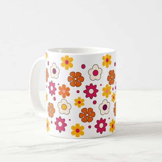 美しい花柄のマグカップ コーヒーマグカップ (正面左)