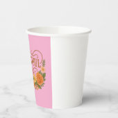 美しい花柄の紙コップ | エレガントなゴールド＆オレンジ 紙コップ (左)