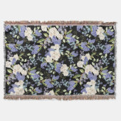 美しい花柄の薄紫バラ葉 スローブランケット (正面)