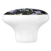 美しい花柄の薄紫バラ葉 セラミックノブ (側面)