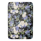 美しい花柄の薄紫バラ葉 バスマット (正面縦)