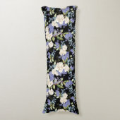 美しい花柄の薄紫バラ葉 ボディピロー (正面縦)