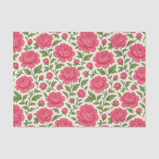 美しい花柄の豊かなピンクの芍薬 薄葉紙 (正面)