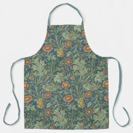 美しい花柄ウィリアム・モリスグリーンピンク エプロン
