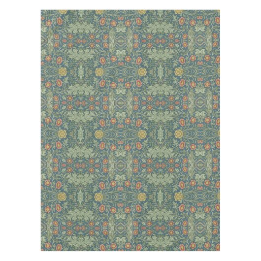 美しい花柄ウィリアム・モリスグリーンピンク テーブルクロス (正面)