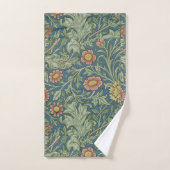 美しい花柄ウィリアム・モリスグリーンピンク バスタオルセット (ハンドタオル)