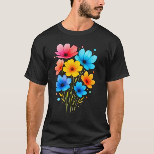 美しい花柄フラワーのTシャツ Tシャツ (正面)