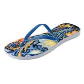 美しい花柄ブルーイエローオレンジ ビーチサンダル (アングル)