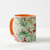 美しい花柄プリントされたコーヒーマグ マグカップ (正面左)