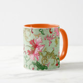美しい花柄プリントされたコーヒーマグ マグカップ (正面右)