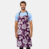 美しい花柄 エプロン (着用した状態)