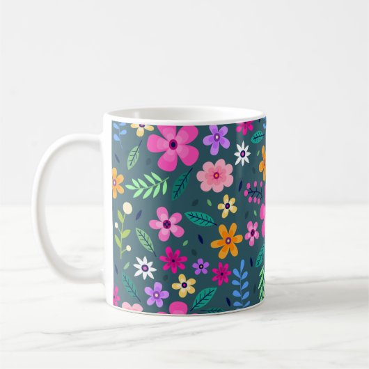 美しい花柄 コーヒーマグカップ (左)