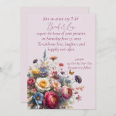 美しい花模様で「私は」と言うように参加 招待状 (正面/裏面)