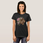 美しい花模様オンレオパードシンプル頭 Tシャツ (正面フル)