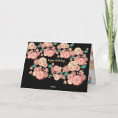 美しい花模様カットのピンクの庭の花 サンキューカード (裏面)