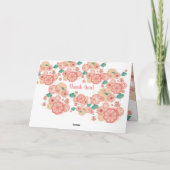 美しい花模様カットのピンクの庭の花 サンキューカード (裏面)