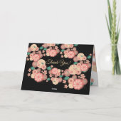 美しい花模様カットのモモの庭の花 サンキューカード (裏面)