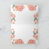 美しい花模様カットのモモの庭の花 サンキューカード (内部)