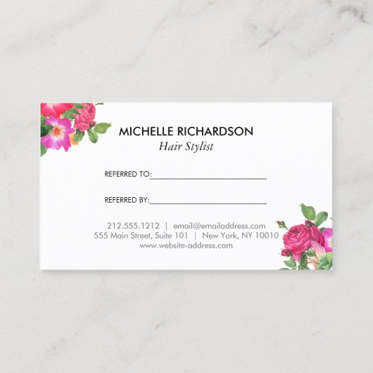 美しい花模様サロン紹介カード 紹介カード (裏面)