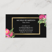 美しい花模様ネイルサロンブラック 名刺 (裏面)