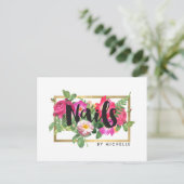 美しい花模様ネイルサロン白 ポストカード (スタンド正面)