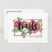 美しい花模様ネイルサロン白 ポストカード (正面/裏面)