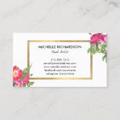 美しい花模様ネイルサロン白 名刺 (裏面)