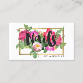 美しい花模様ネイルサロン白 名刺 (正面)