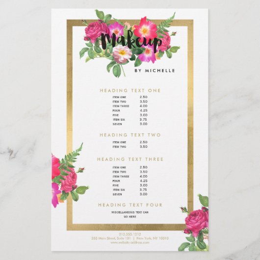 美しい花模様メイクアップアーティストホワイト チラシ (正面)