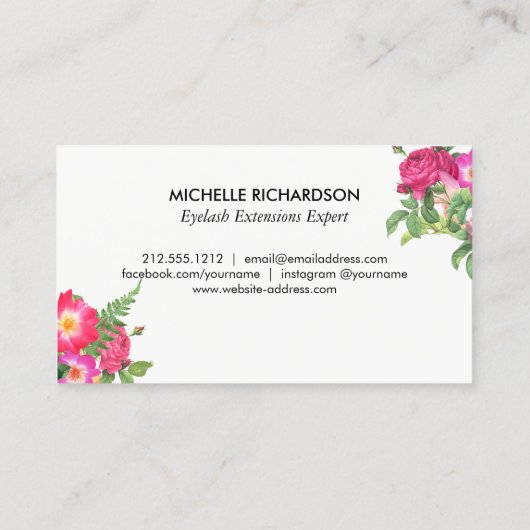 美しい花模様ラッシュエクステンションホワイトロイヤリティカード ロイヤリティカード (裏面)