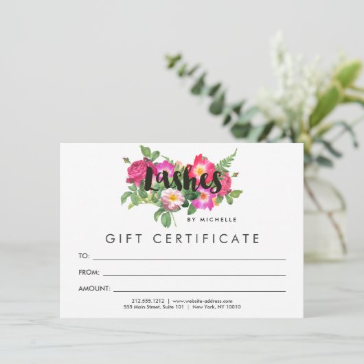 美しい花模様ラッシュエクステンション白いギフトカード (スタンド正面)