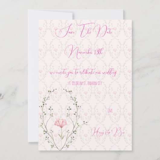 美しい花模様 招待状 (裏面)