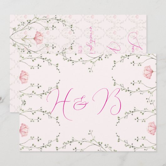 美しい花模様 招待状 (正面/裏面)