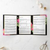 美しい花模様Lash Extensionsブラックパンフレット 三つ折りカード (内部)