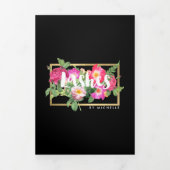 美しい花模様Lash Extensionsブラックパンフレット 三つ折りカード (カバー)