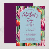 美しい花母の日ブランチ青 招待状 (正面/裏面)