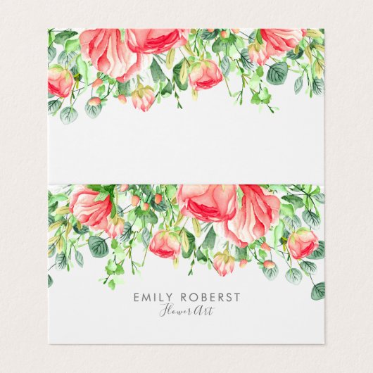 美しい花水彩イラストレーション。 名刺 (外部フラット)
