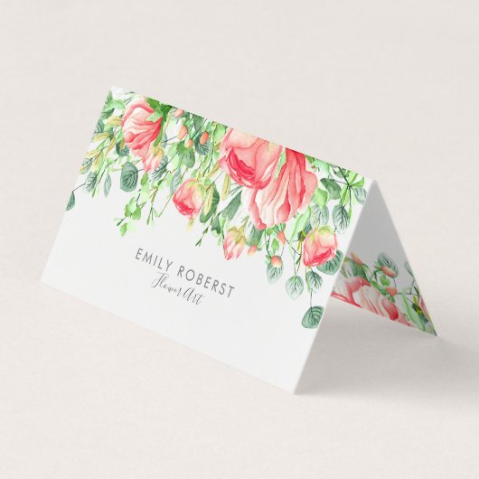 美しい花水彩イラストレーション。 名刺 (正面)