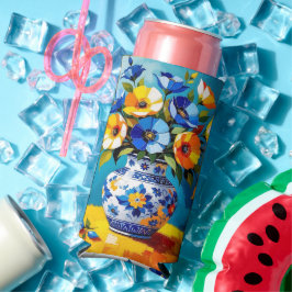 美しい花瓶に活けた花 スリム缶クーラー