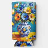 美しい花瓶に活けた花 スリム缶クーラー (裏面)
