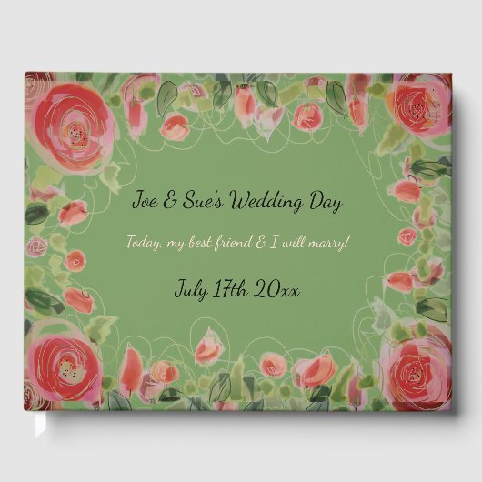 美しい花結婚のゲストブック ゲストブック (正面)