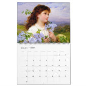 美しい花絵 カレンダー (1月 2027)