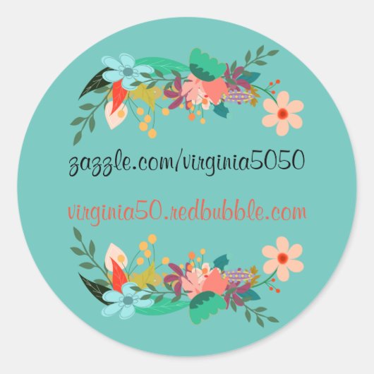 美しい花縁どテンプレート ラウンドシール (正面)