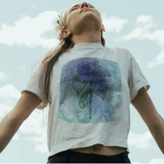 美しい花背景水彩ヴィンテージ Tシャツ