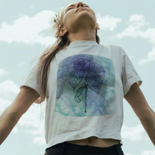 美しい花背景水彩ヴィンテージ Tシャツ