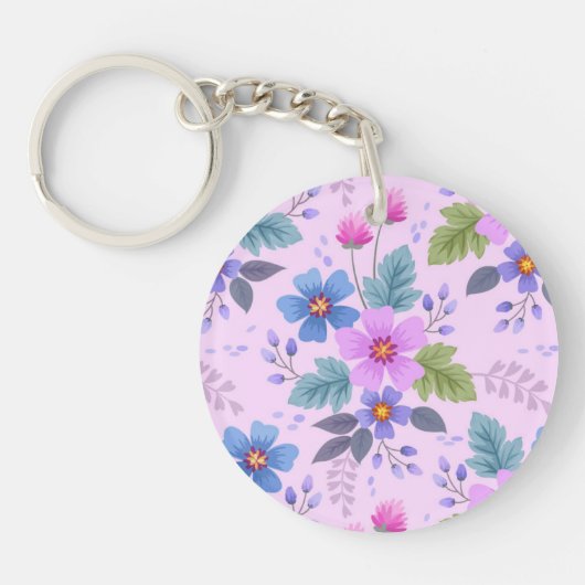 美しい花花の花柄–36841 キーホルダー (正面)