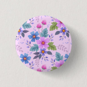 美しい花花の花柄–36841 缶バッジ
