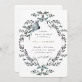 美しい花輪カリグラフィー結婚式 招待状 (正面/裏面)