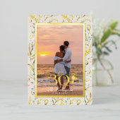 美しい花30周年結婚金ゴールド 箔招待状 (立ち正面)