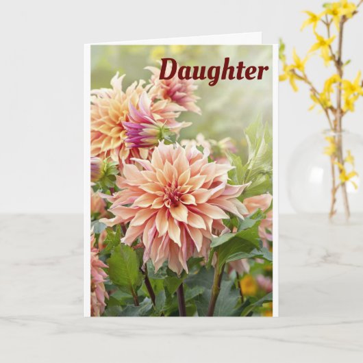 **美しい花** の美しい *娘* カード (黄色い花)